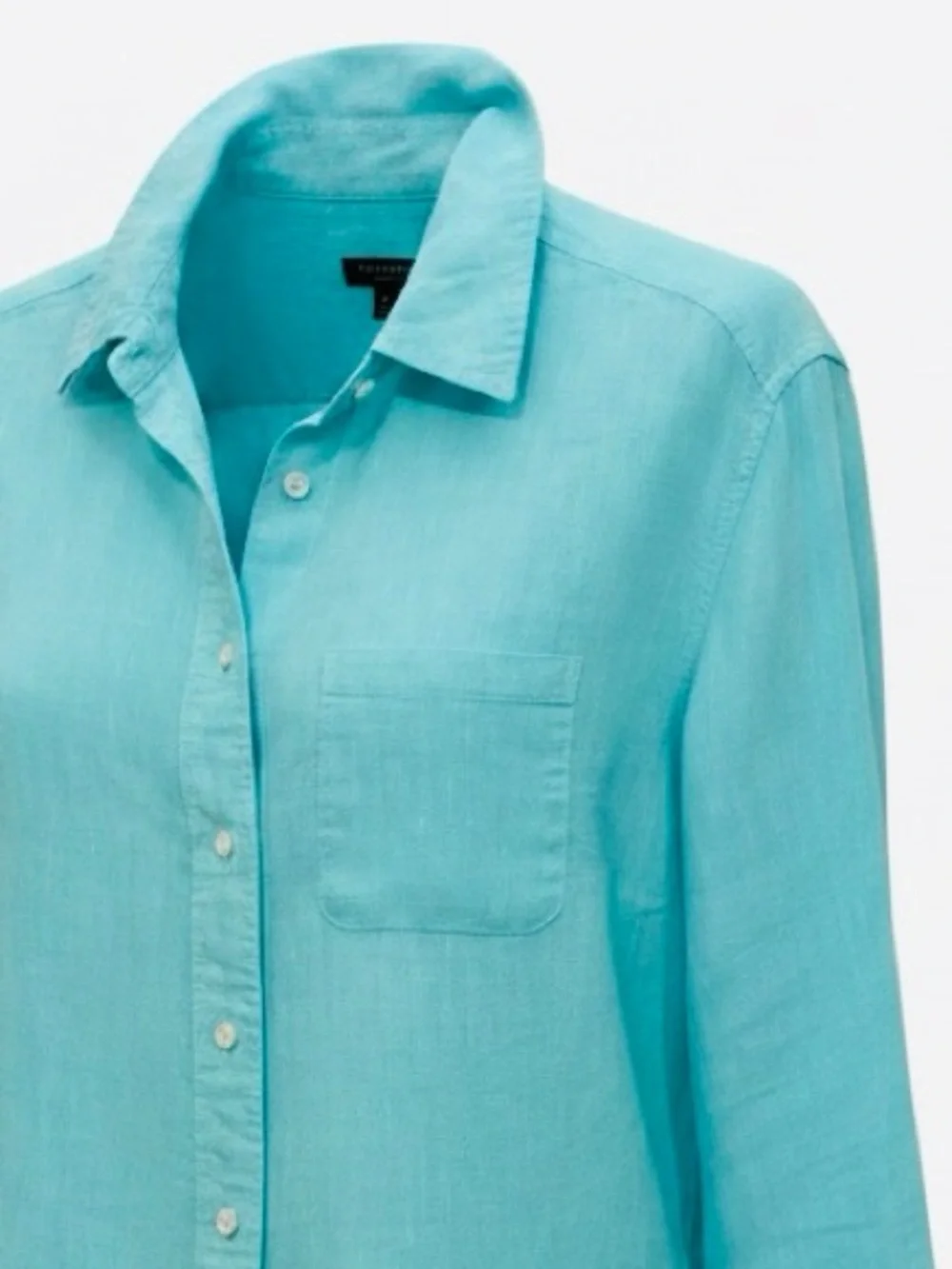 Talbots Linen Cross Dyed Modern Boxy-fit Long Sleeve Button Down Shirt - Picture 3 of 7